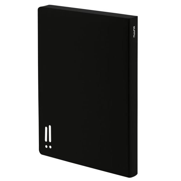Nuuna, Notizbuch,Flex-Cover aus recyceltem Leder Seiten Punktraster,schwarz und weiss, bedruckt EXPRESS YOURSELF, rückseitig